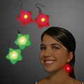 Blank Green & Red Christmas Star Flashing Earrings
